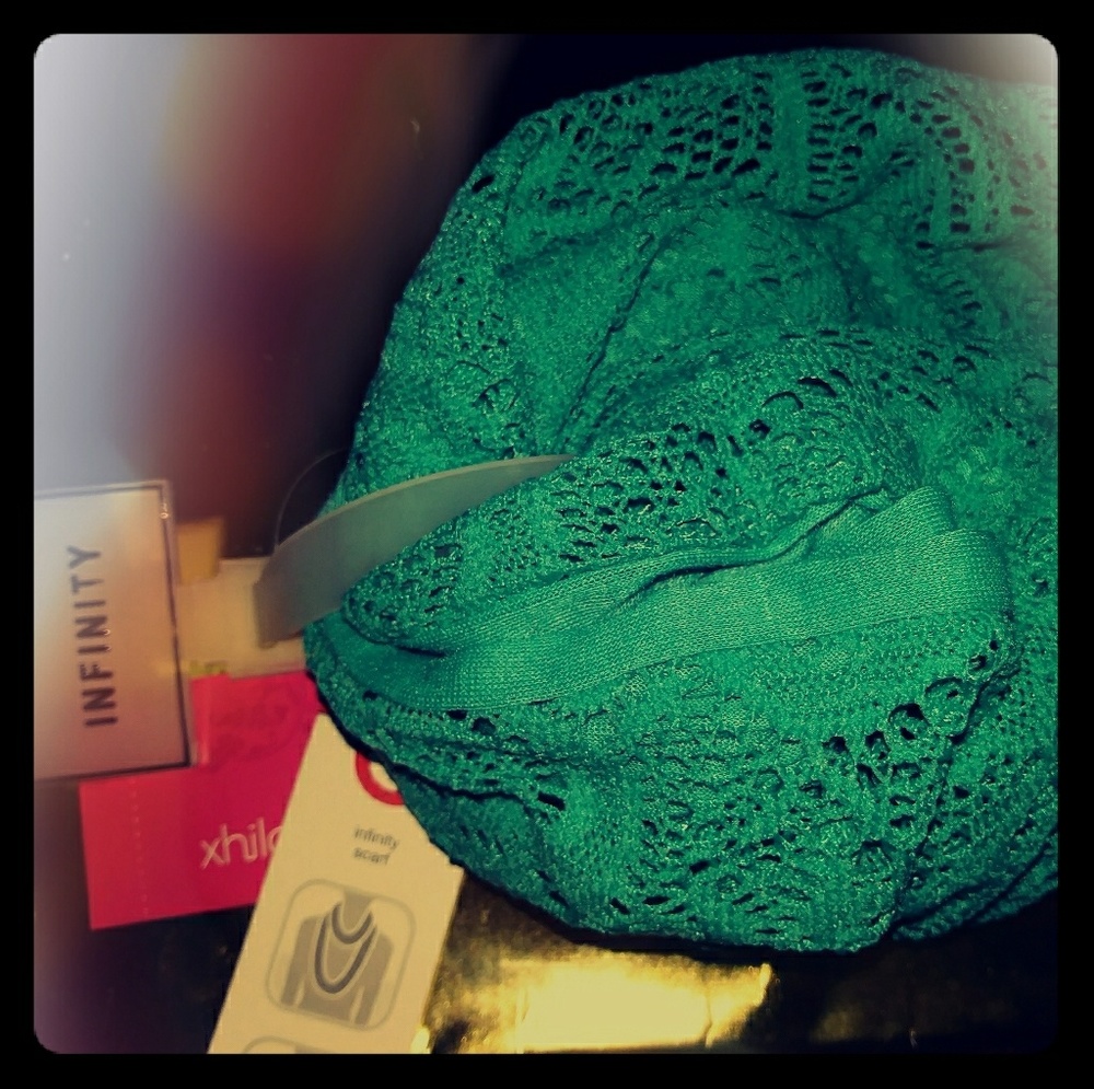 Medium aqua blue infinity scarf.